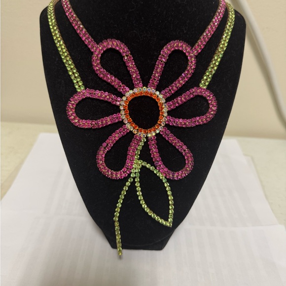 Zara Jewelry - Zara Pink and Green Crystal Flower Necklace